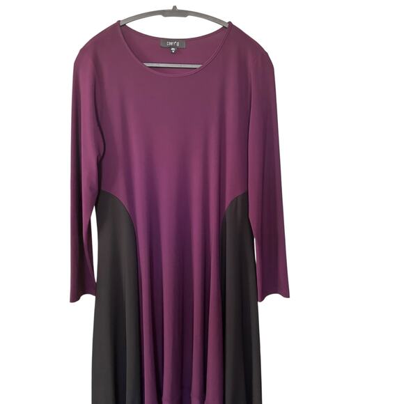 Comfy USA Purple and Black Boxy Cocoon Tunic Dress Size Medium - Picture 2 of 8